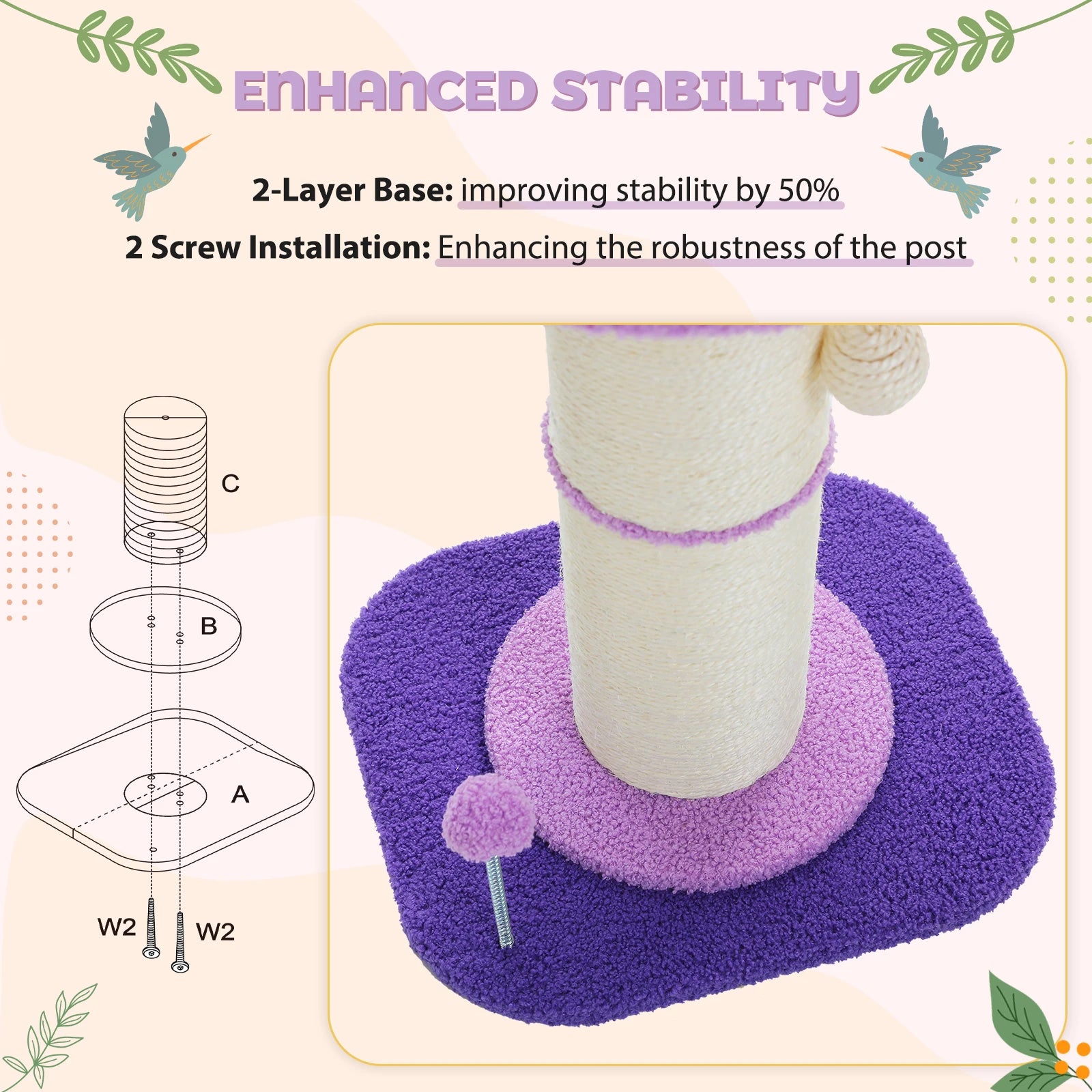 Flower Cat Scratching Post Small Cat Tree Tower Cat Scratcher for Indoor Cats with Super Thick Scratching Post Removable Cat Bed - trendingshoping.com