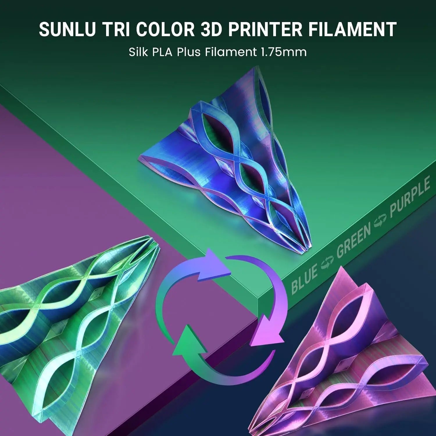 SUNLU SILK Dual &Triple Colors  3D Printer Filament 5KG 1kg/roll 1.75mm Dimensional Accuracy +/- 0.02 mm 2.2 LBS (1KG) Fast Ship - trendingshoping.com