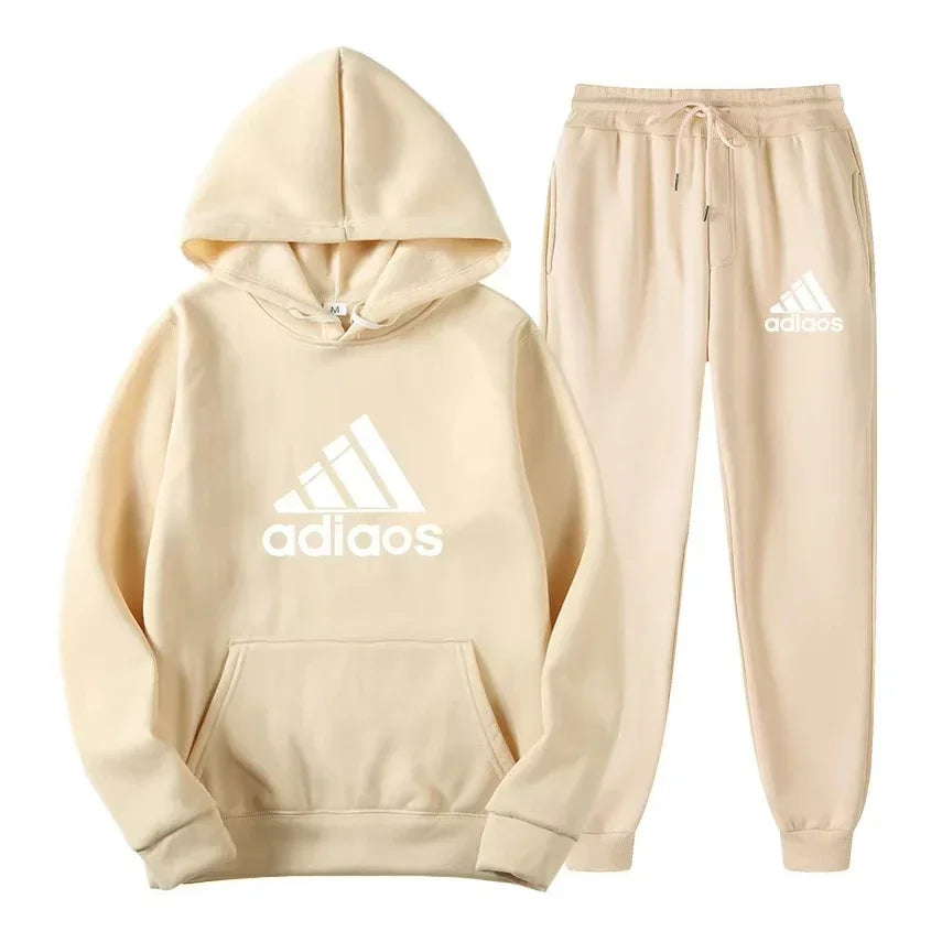 Autumn-Winter Warmth-Enhanced Comfortable Leisure Fitness Sports Set: Two-piece set including hooded sports shirt and joggi