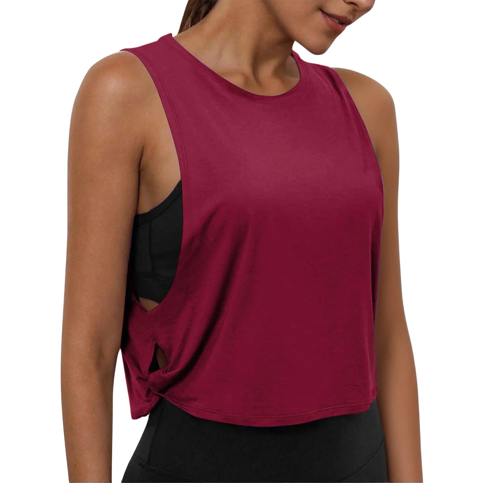 Women’s Sleeveless Yoga Top Breathable Workout Tank Crop Top Athletic Running Vest