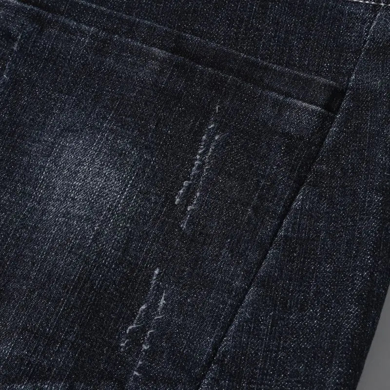 Mens Stretch Black Jeans Slim Fit Straight Leg Pants