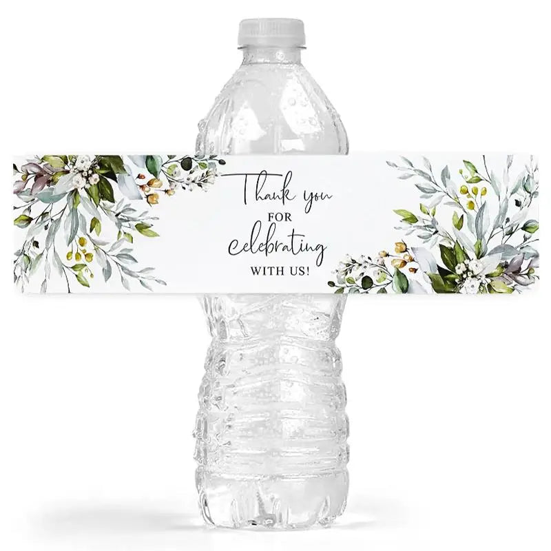 30Pcs Thank You for Celebrating with Us Labels Water Bottle Stickers for Wedding Bridal Shower Decoration Jungle Birthday Party