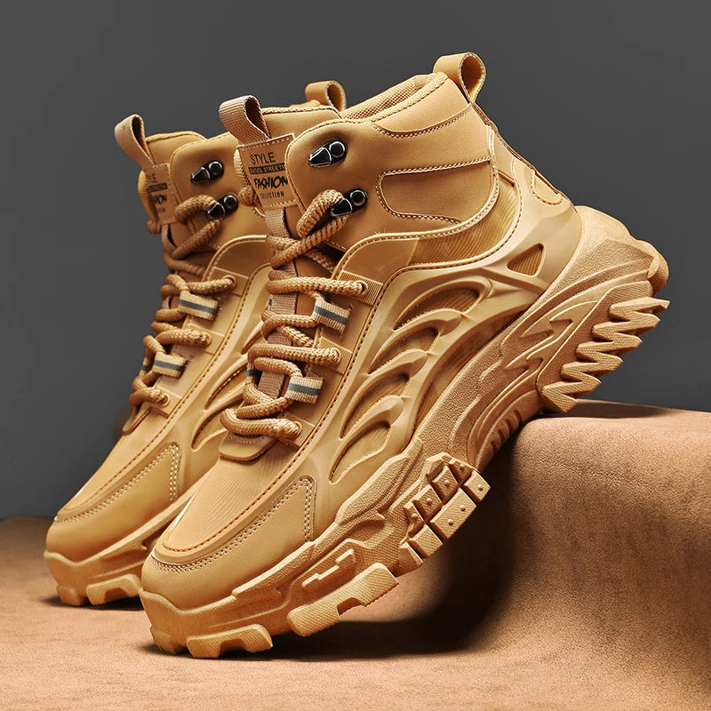 Men's Boots Outdoor Waterproof Men Ankle Boots Men Platform Work Safty Shoes for Men Casual Hiking Shoes Breathable Men Sneakers