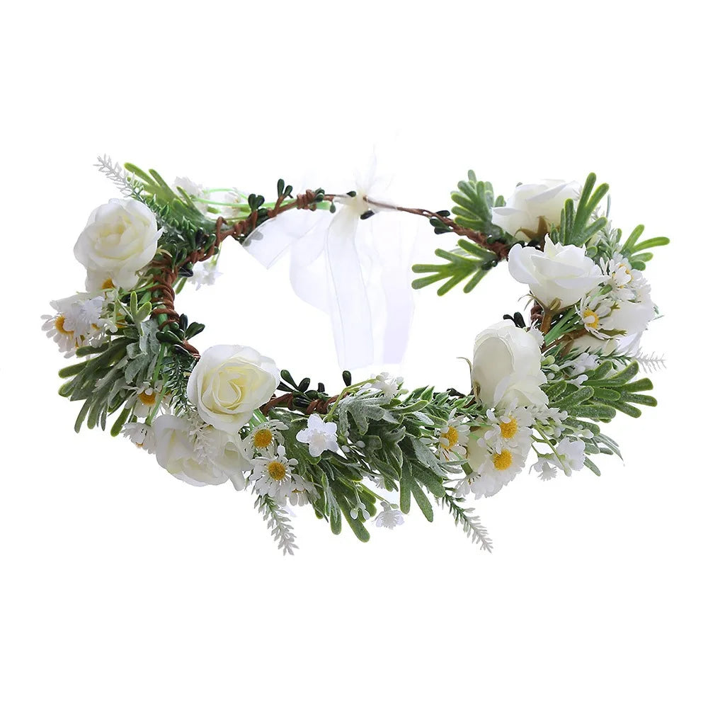 ashion Cosplay Headband – Fairy Flower & Leaf Antler Crown, Black Simulated Flower Elf Headpiece for Photoshoot & Wedding