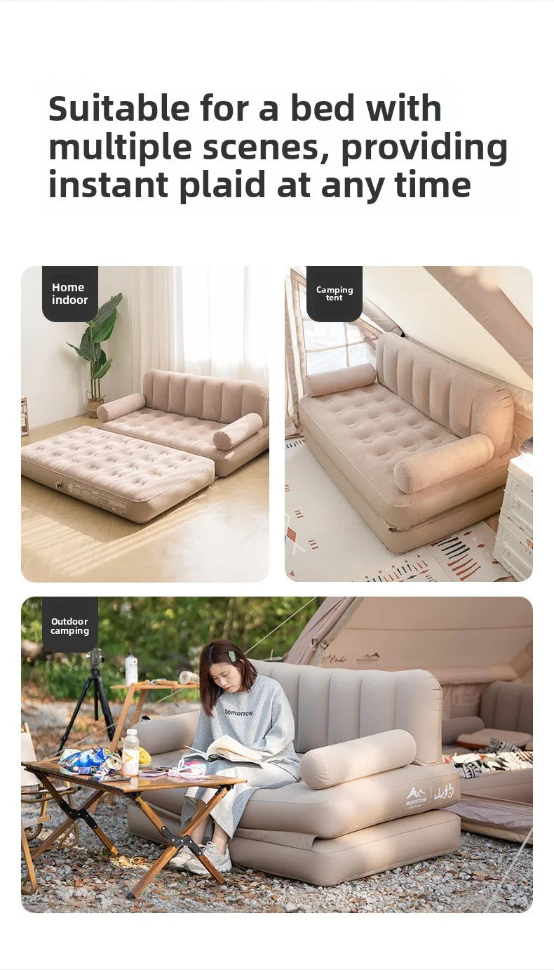 Outdoor Camping Inflatable Sofa Portable Folding Air Mattress For Hiking Tent Home Use