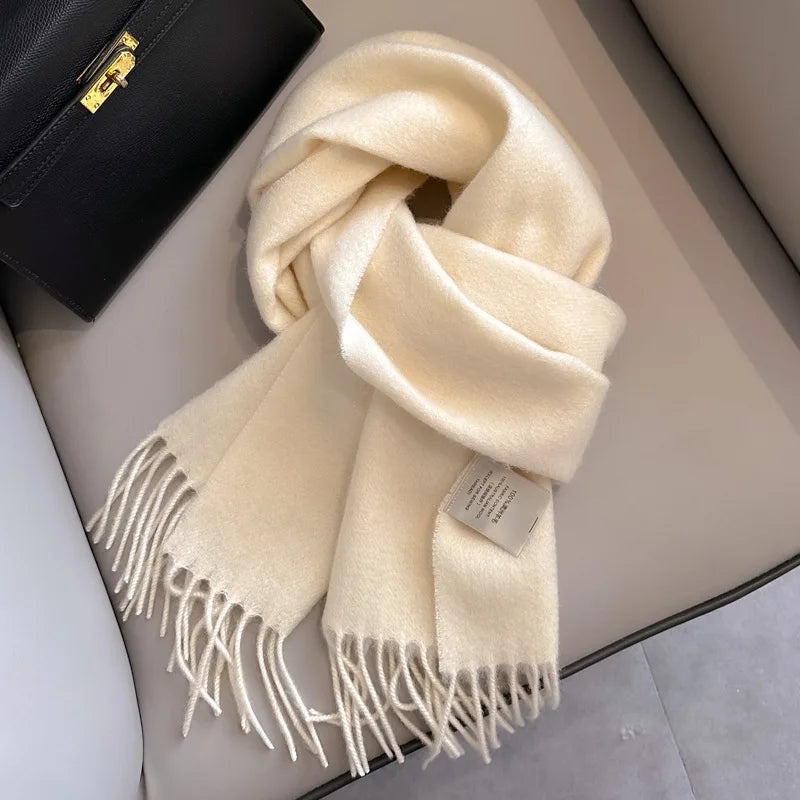 Winter Narrow Scarf 28 Color 100% Wool Scarf Hot Selling Solid Color Scarf Men's and Women's Universal Warm and Cold proof Scarf - trendingshoping.com