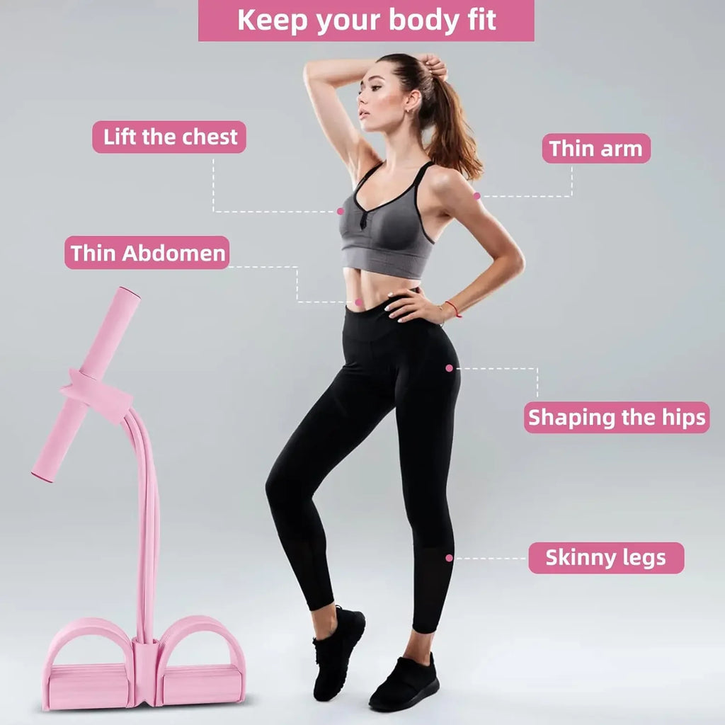 4 Level Resistance Band Tensioner Non Slip Handle Fitness Equipment for Abdominal and Yoga Training