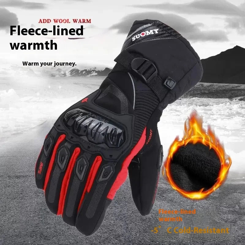 Motorcycle riding gloves are warm, waterproof, windproof, and anti fall in winter, with touch screens for electric bikes