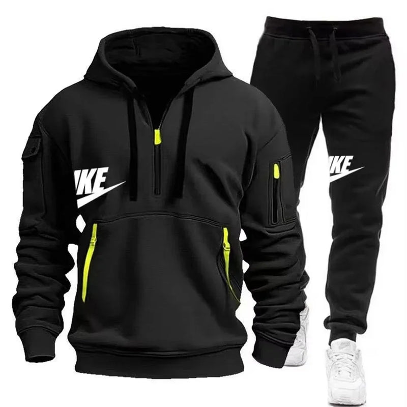2026 New men's autumn and winter suit zipper hoodie + trousers suit casual men's sportswear