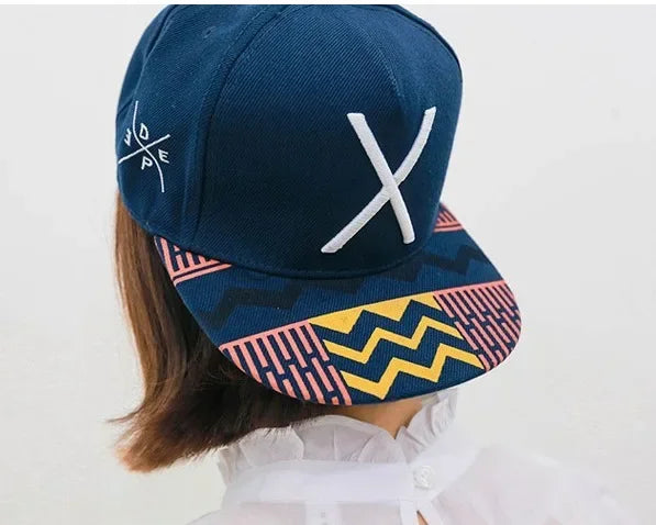 Hip Hop Letter Embroidery Snapback Cap – Unisex Flat Brim Baseball Hat for Outdoor & Casual Wear