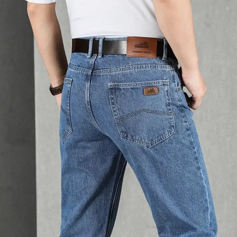 Jeans For Men Workwear Classic Straight Baggy Pants With Pockets High Quality 2025 Fashion Trousers