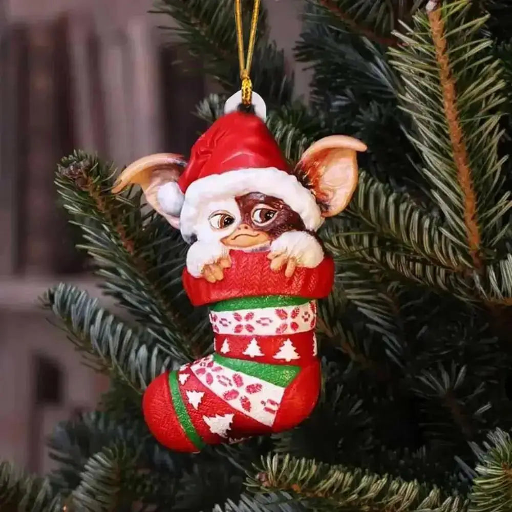 Xmas Gremlins Santa Hat Socks Dog Honeycomb Ball Christmas Tree Pendant Christmas Party Decorations Children Christmas Gift - trendingshoping.com