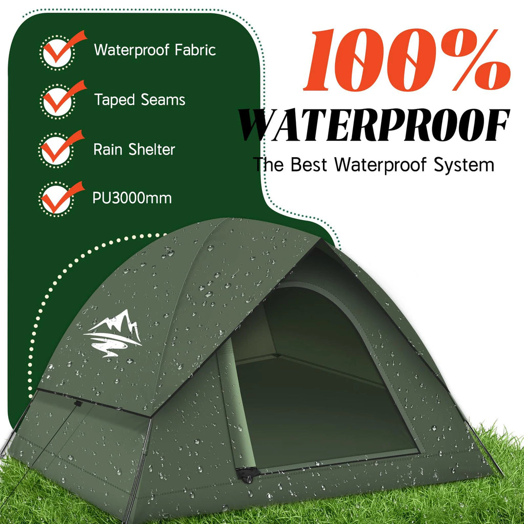 Camping Tent For 3 To 4 People With Shelter Waterproof Windproof Easy Setup Removable Outdoor Adventure Backyard Use