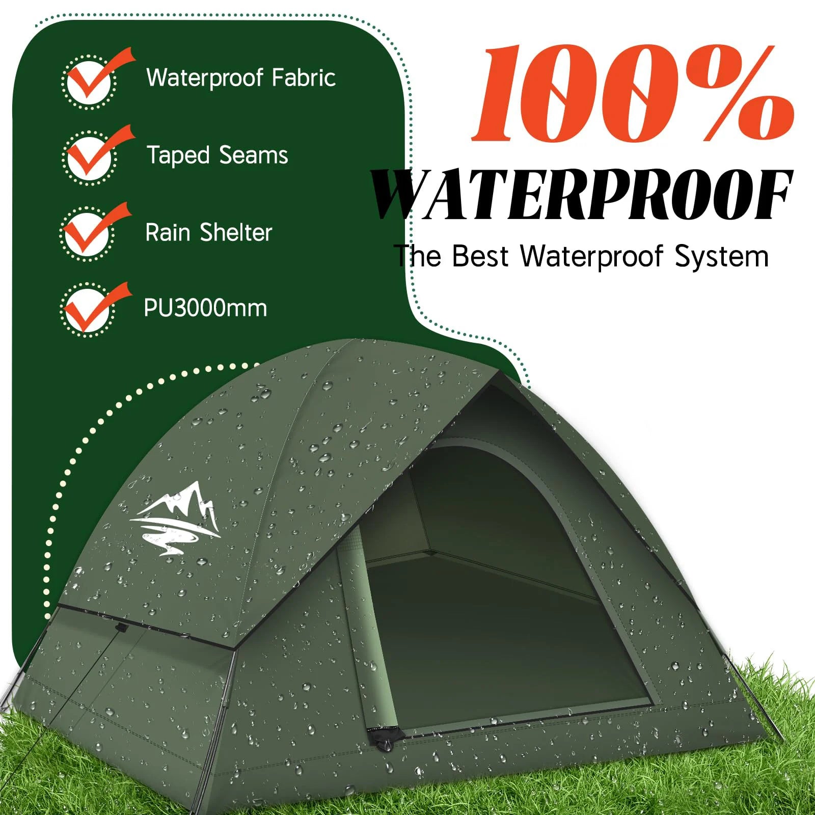 Camping Tent For 3 To 4 People With Shelter Waterproof Windproof Easy Setup Removable Outdoor Adventure Backyard Use