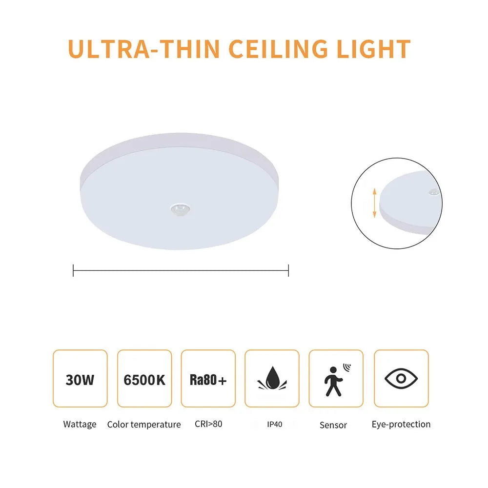 Smart Home LED Ceiling Light With PIR Motion Sensor 20W 30W AC Indoor Lamp For Room Hallway Corridor