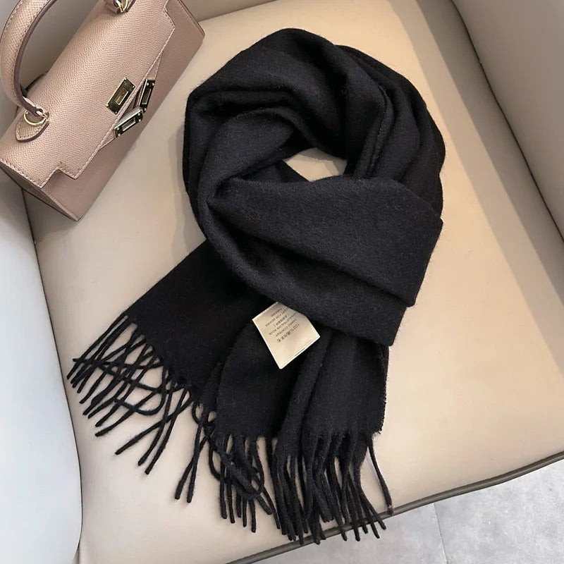 Winter Narrow Scarf 28 Color 100% Wool Scarf Hot Selling Solid Color Scarf Men's and Women's Universal Warm and Cold proof Scarf - trendingshoping.com