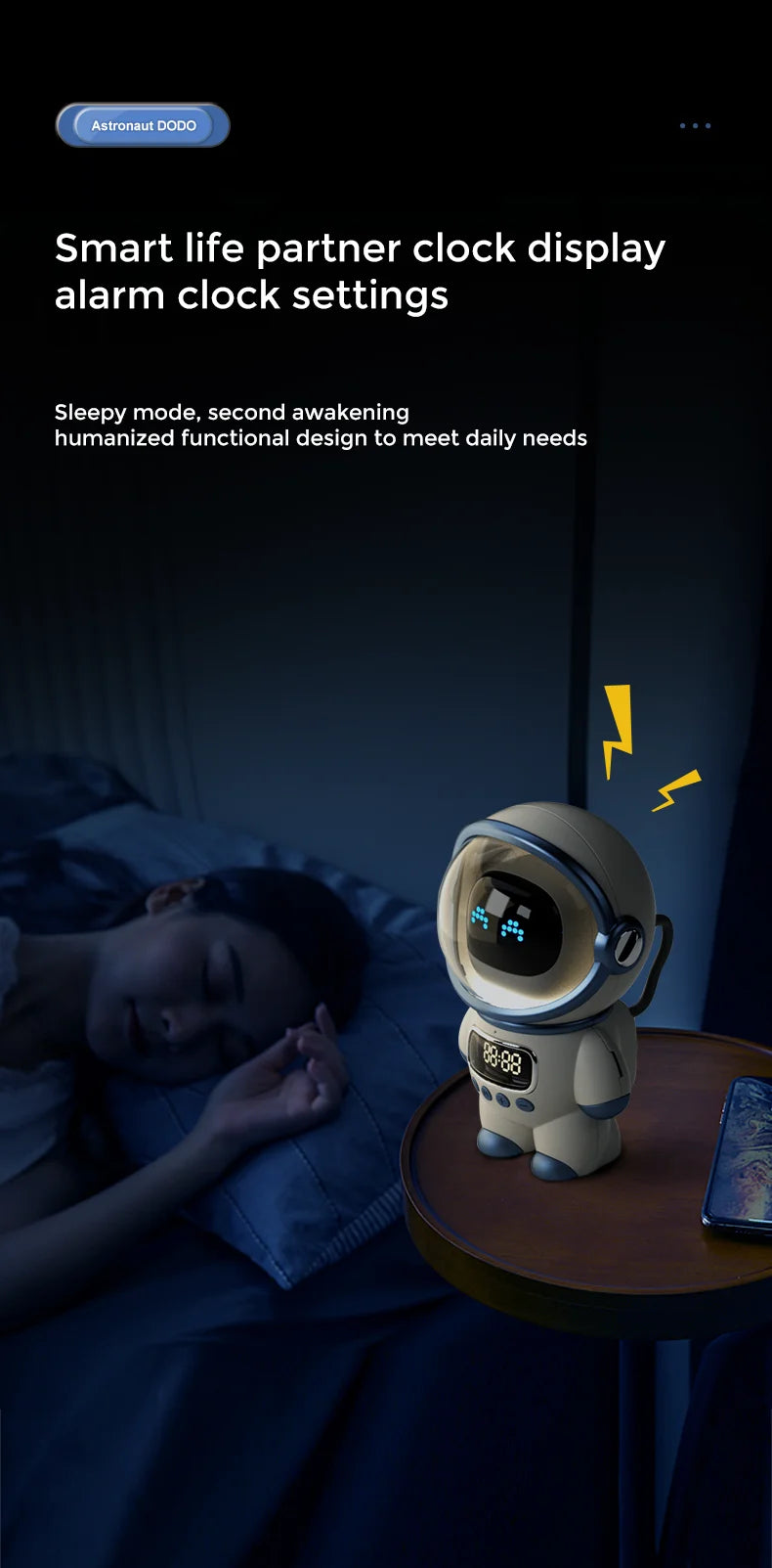 Smart Astronaut Bluetooth Speaker with Night Light, FM Radio, Portable Wireless Subwoofer Speaker