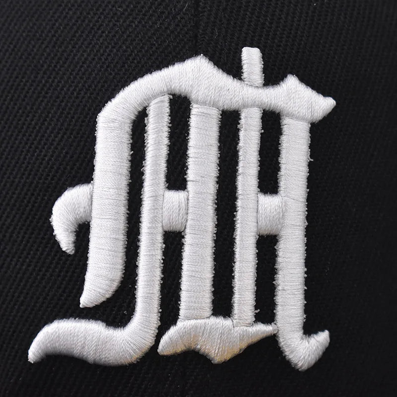 Youth Hip Hop Cap - Solid HH Embroidery Flat Brim Fitted Hat for Trendy Style