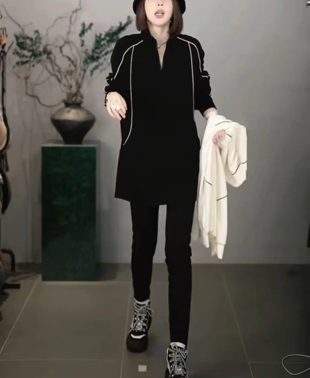 Women's Sweatshirt Autumn Winter New Loose Slim Versatile Mid-length Casual Top