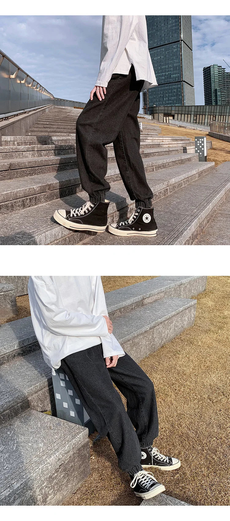 Jeans men Jeans Man Loose Joggers Streetwear Harem Jeans Cargo Pants Ankle-Length Denim Trousers denim pants joggers men - trendingshoping.com