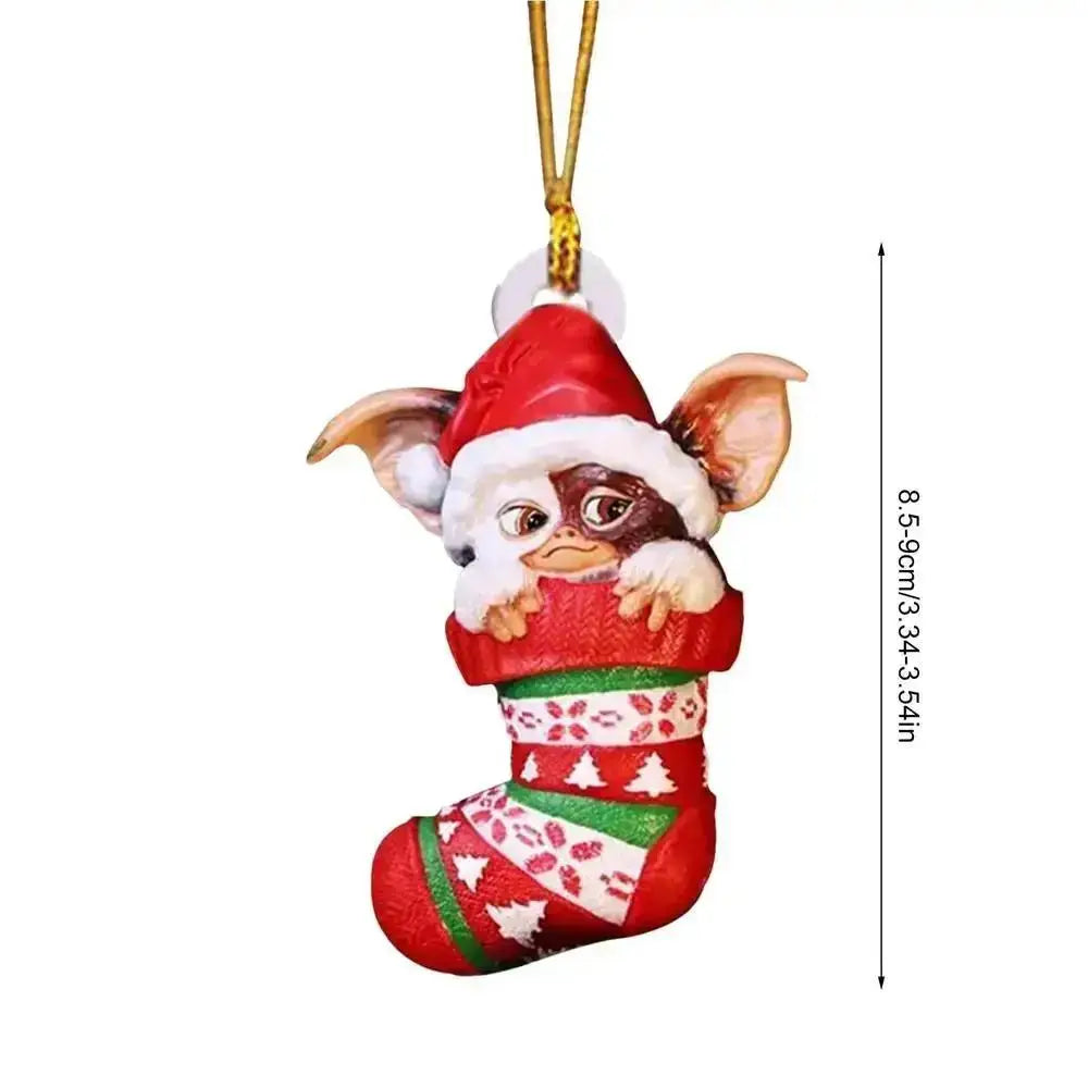 Xmas Gremlins Santa Hat Socks Dog Honeycomb Ball Christmas Tree Pendant Christmas Party Decorations Children Christmas Gift - trendingshoping.com