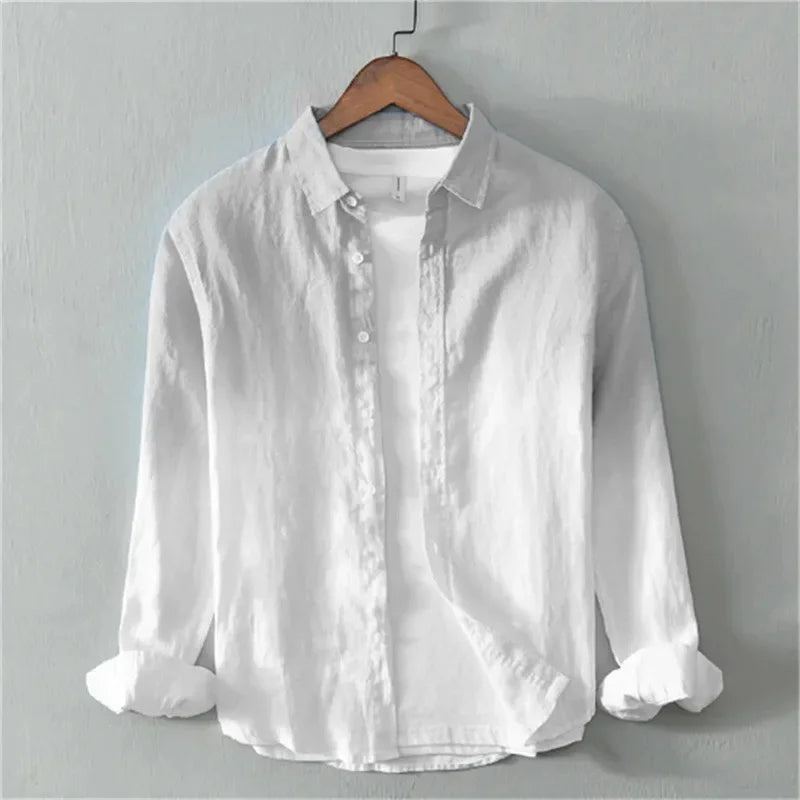 Men’s Long Sleeve Linen Shirt Casual Gradient Design