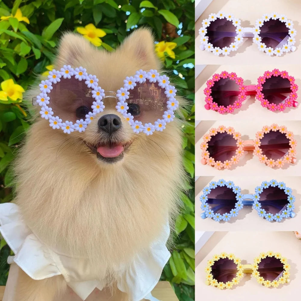 Pet Costume Flower Glasses Photo Prop for Cats Small Dogs
