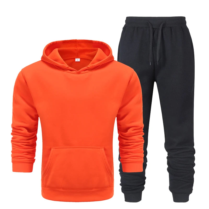Men’s 2-Piece Sports Tracksuit - Autumn Hoodie & Joggers Set for Running & Fitness