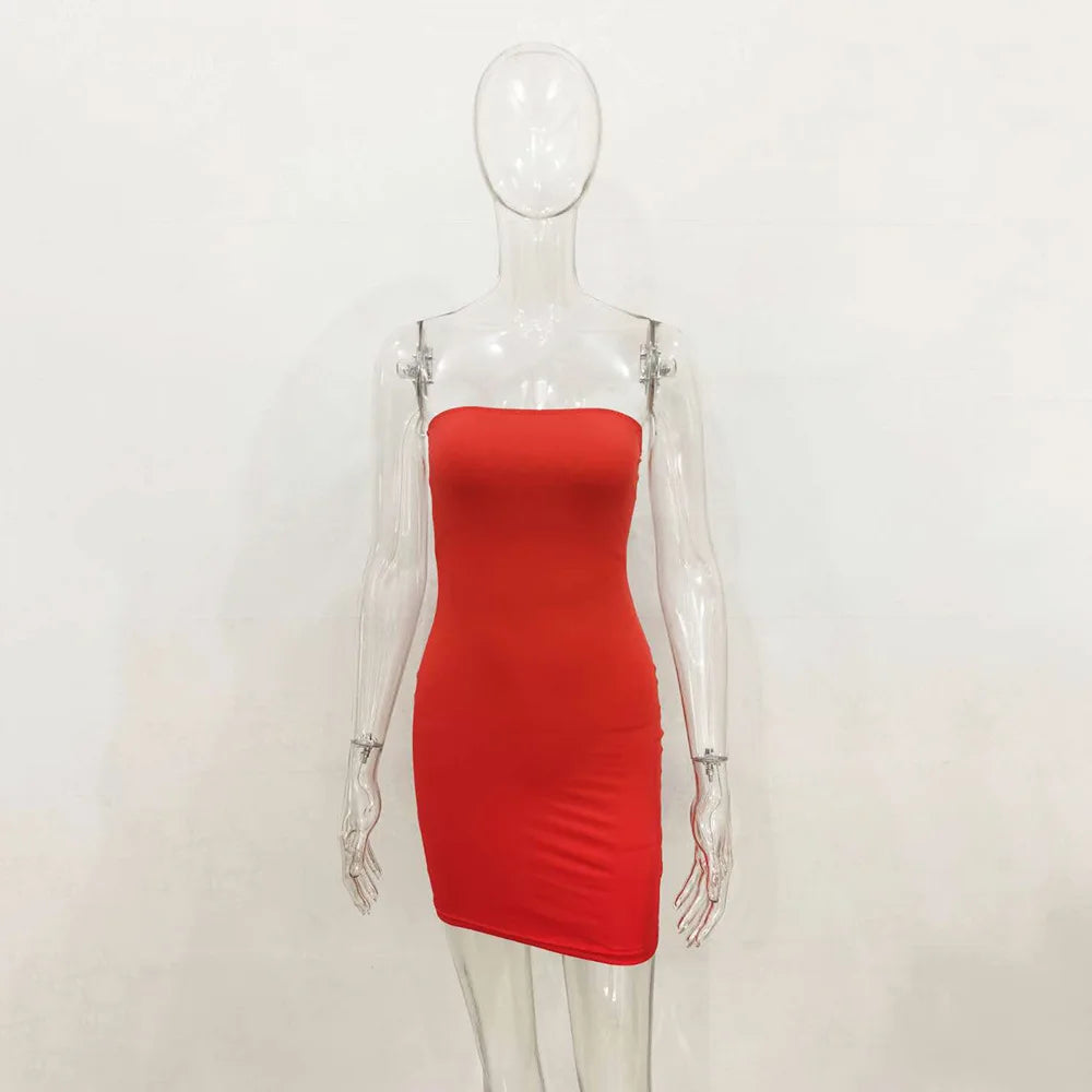 Women Off Shoulder Strapless Bodycon Mini Dress