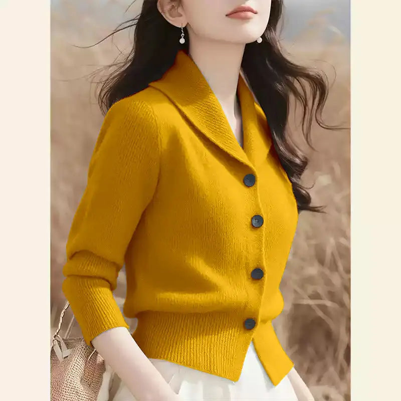 2025 Fashion Minimalist Women's Jacket – Long Sleeve Knitted Autumn & Winter Cardigan, Loose Fitting Sweater Blazer