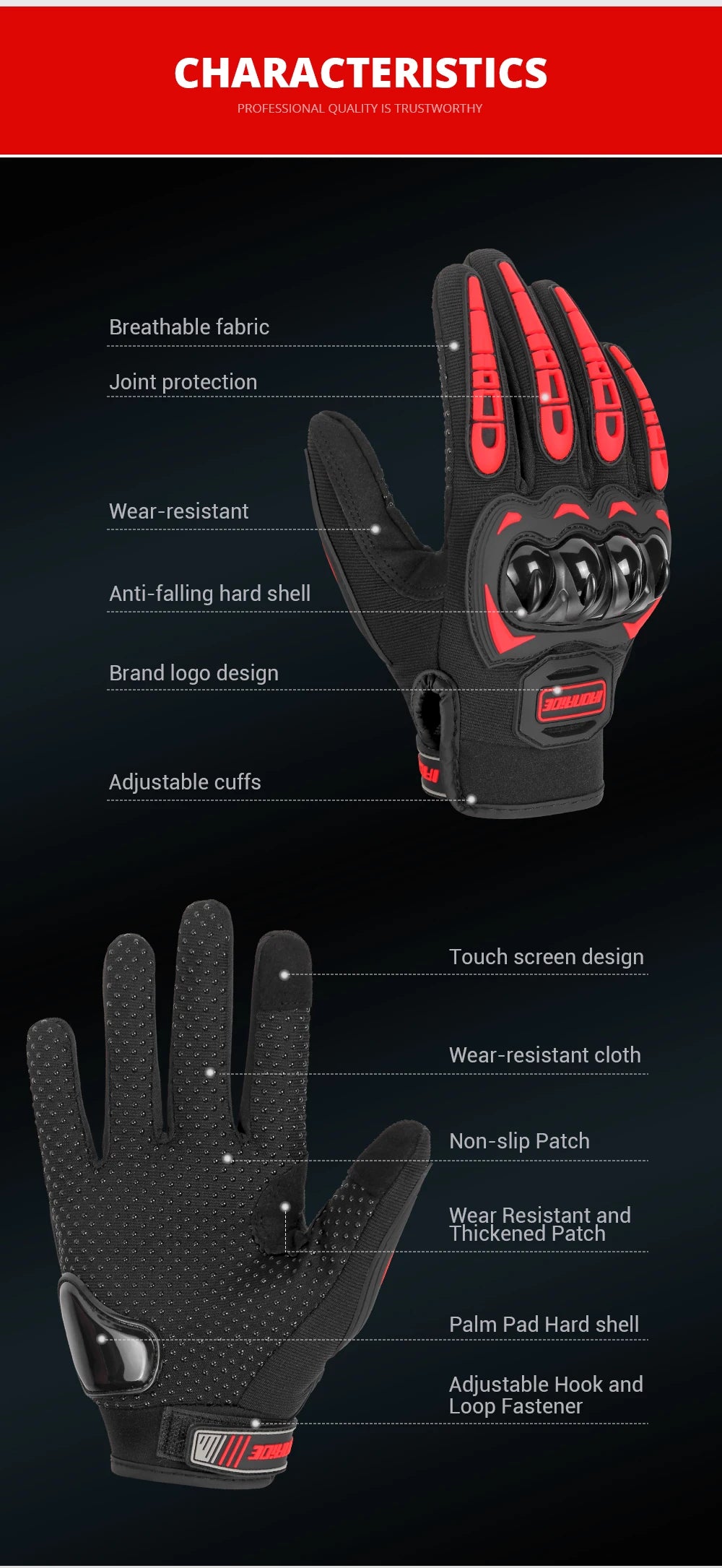 Motorcycle Riding Gloves Full Finger Touch Screen Waterproof Summer Gloves