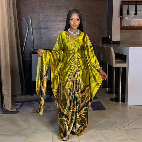 2025 Fashion African Dress for Women – Printed Fabric, Loose Fit with Belt, New Stylish  Dresses
