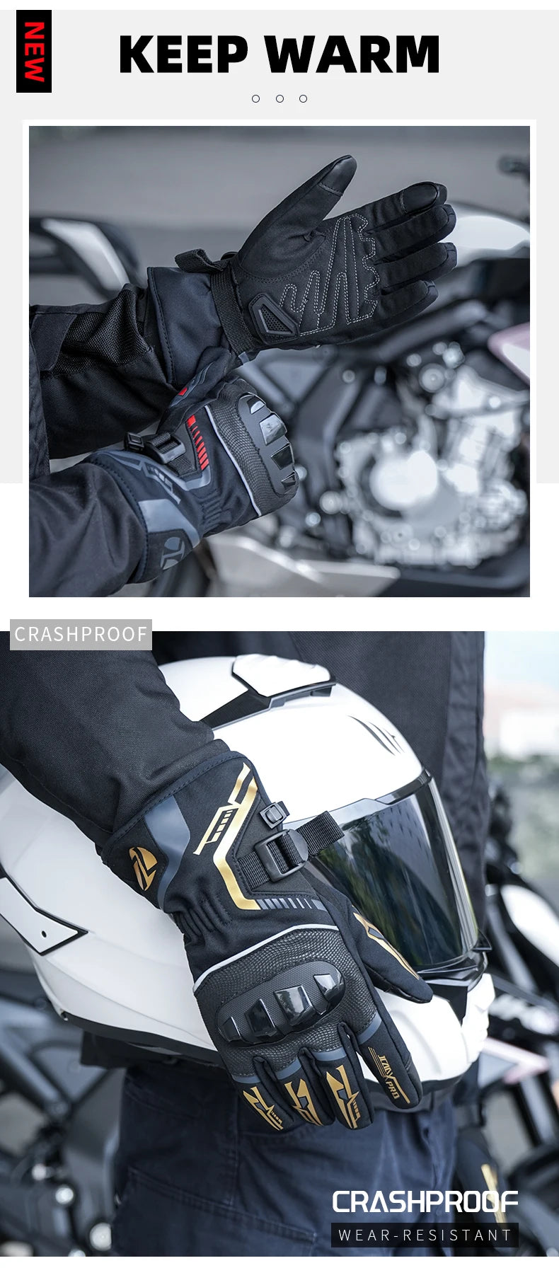 Warm Winter Riding Gloves Waterproof Thickened Insulation & Hard Knuckle Protection | Motorcycle & Bike Gloves (Great Present)