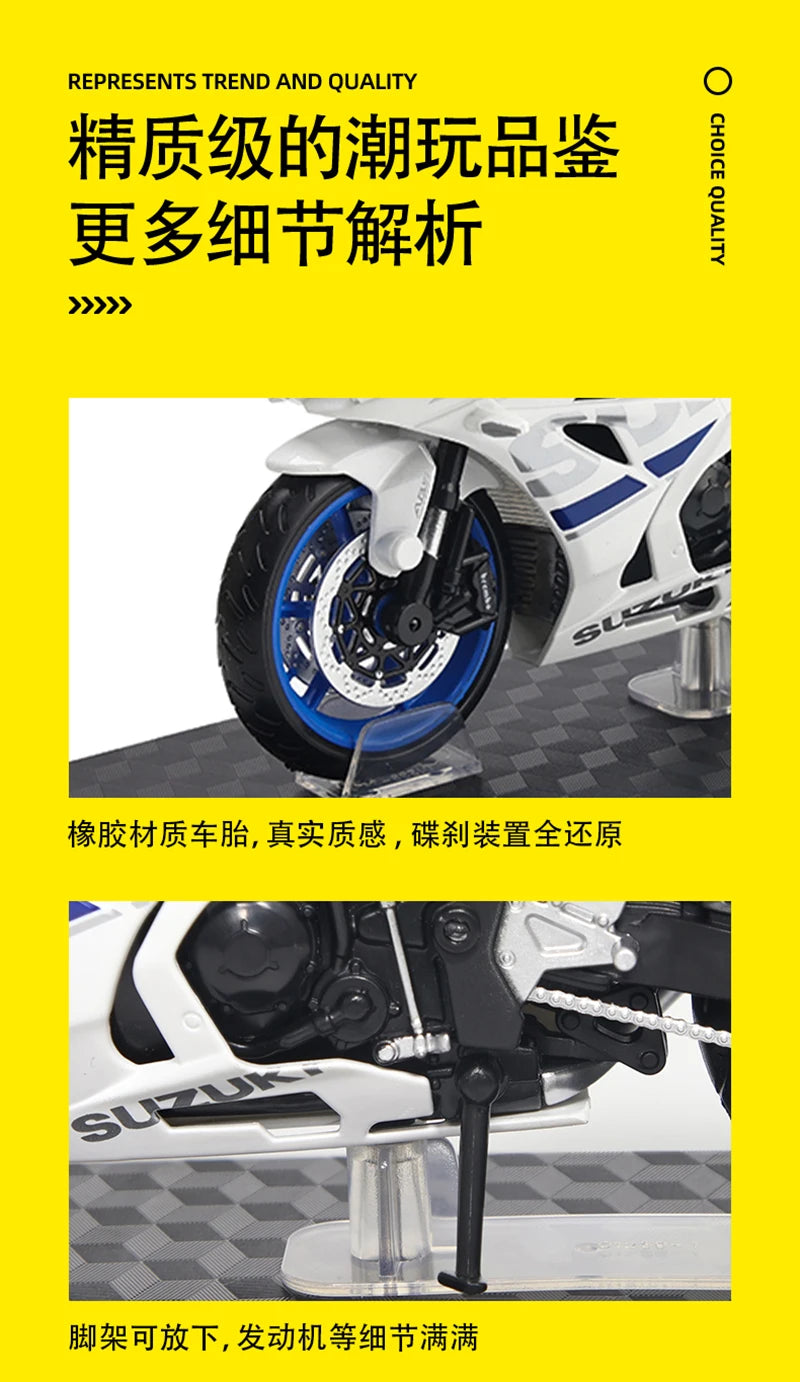 MSZ CCA 1:12 SUZUK GSX-R1000 with base alloy die-cast car motorcycle model, toy gift giving, die-cast static motorcycle model