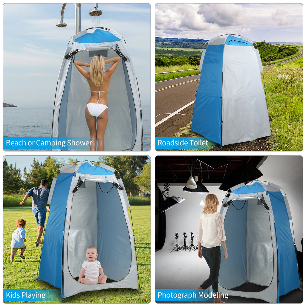 Portable Beach Shower Toilet Changing Privacy Tent With Window Sun Rain Outdoor Camping Shelter