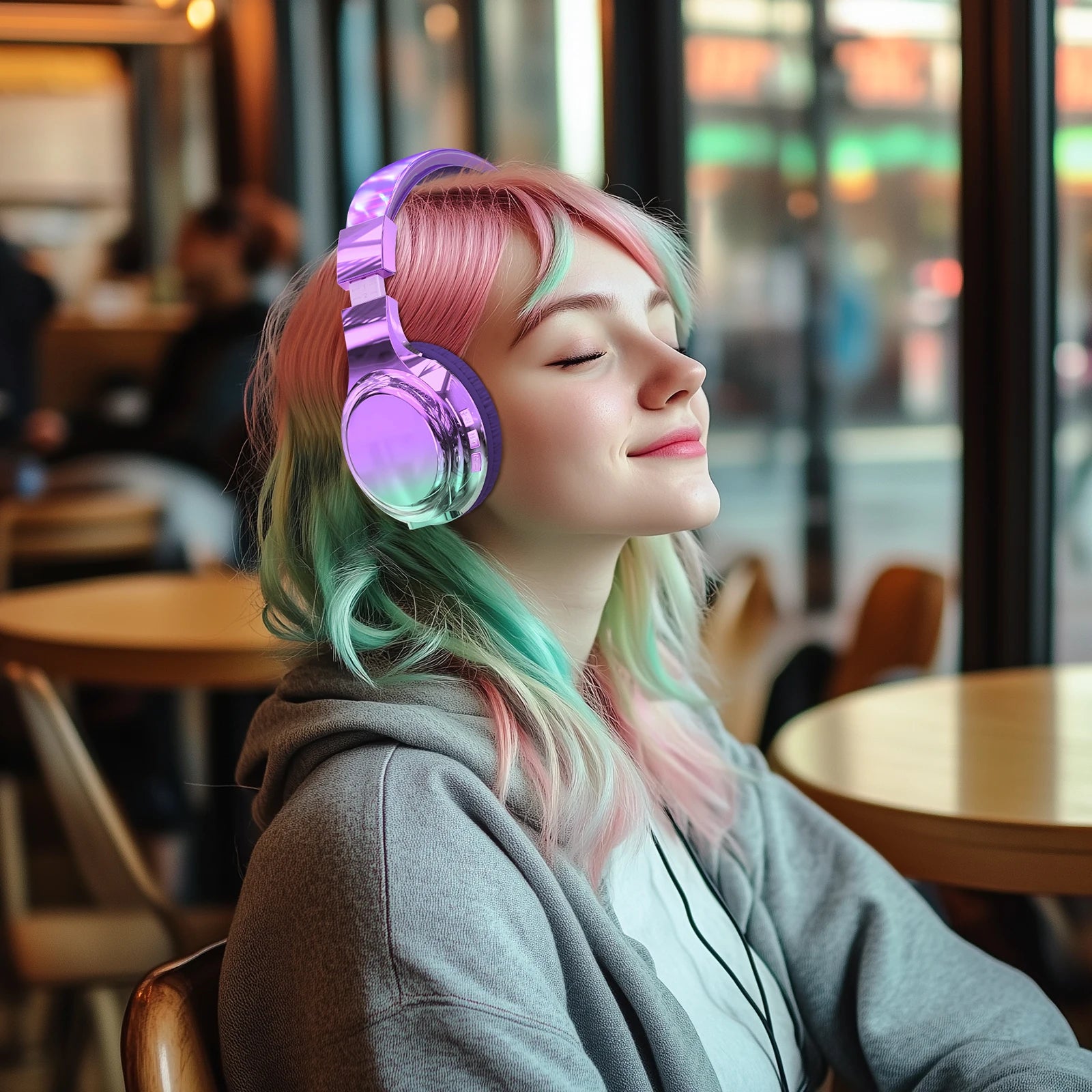 Glossy Bluetooth Headphones For Kids Girls Wireless Stereo Headset With Mic