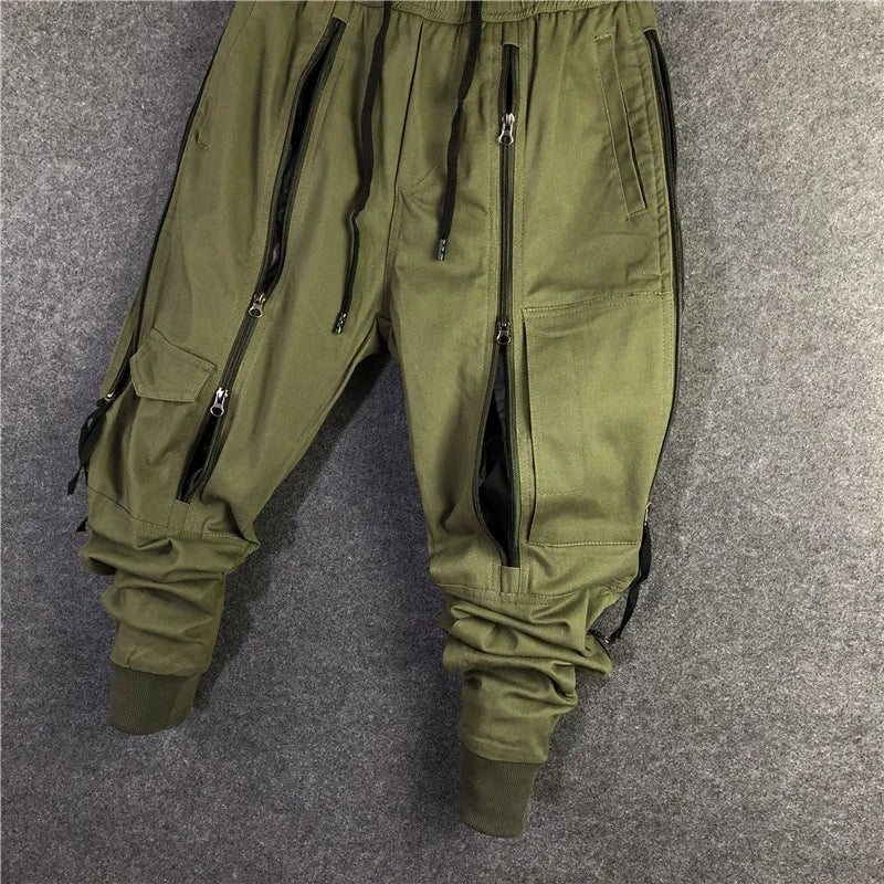 ARENS Men's Big & Tall Baggy Cargo Pants with Zipper Pockets - High Street Hip-Hop Overalls