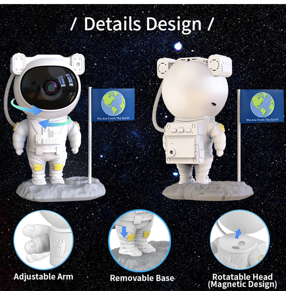 Astronaut Star Projector with Bluetooth Speaker – Nebula Night Light for Bedroom Aesthetic