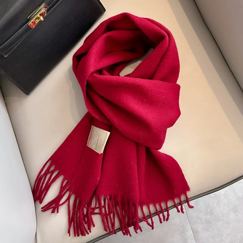 Winter Narrow Scarf 28 Color 100% Wool Scarf Hot Selling Solid Color Scarf Men's and Women's Universal Warm and Cold proof Scarf - trendingshoping.com