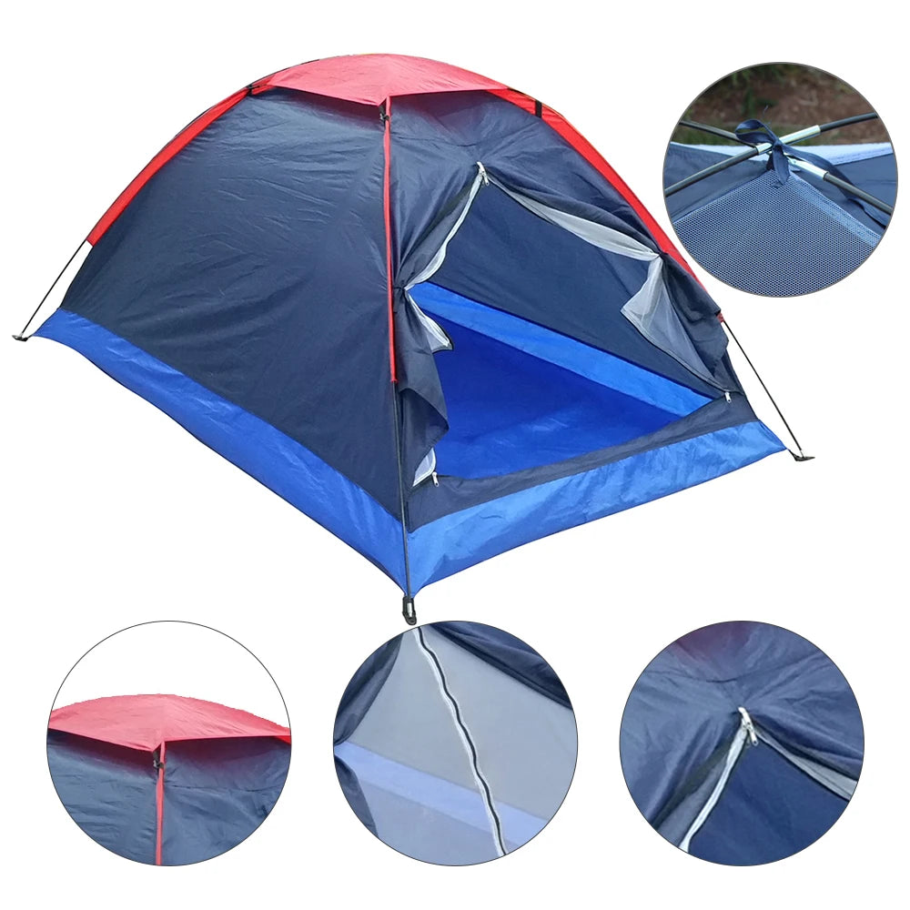 2 People Outdoor Travel Camping Single Layer Tent with Bag for Outdoor Camping Traveling for Summer Spring Autumn 3 Seasons