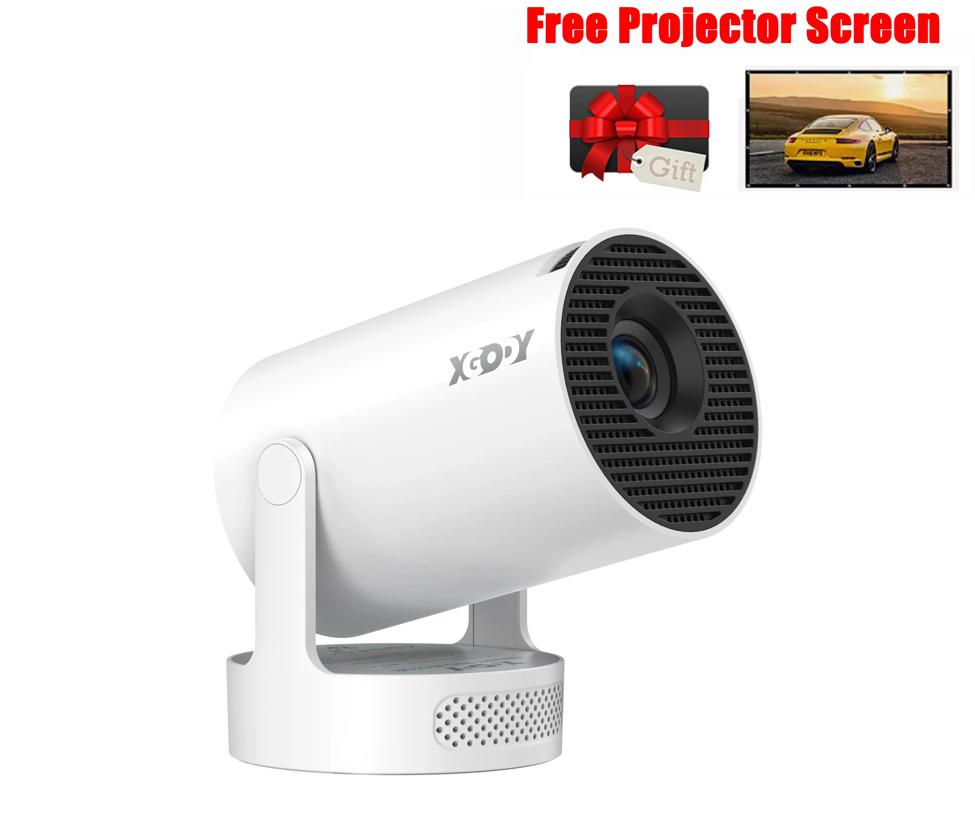 XGODY Projector Gimbal 3S Short Throw 4K Android 11 250ANSI Wifi6 Mini BT5.4 Projector Native 720P Home Cinema Outdoor Portable