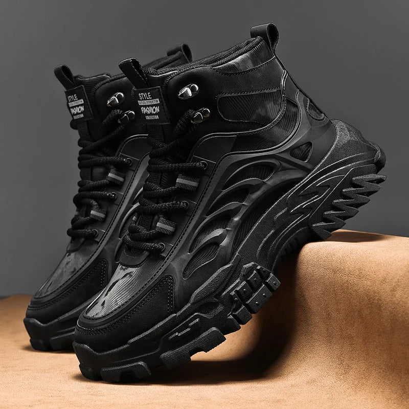 Men's Boots Outdoor Waterproof Men Ankle Boots Men Platform Work Safty Shoes for Men Casual Hiking Shoes Breathable Men Sneakers