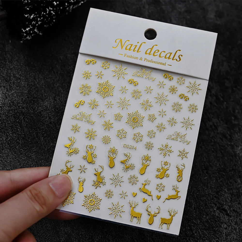 Christmas Santa Claus Elk Nail Art Stickers Snowman/Snowflake Cartoon Sliders