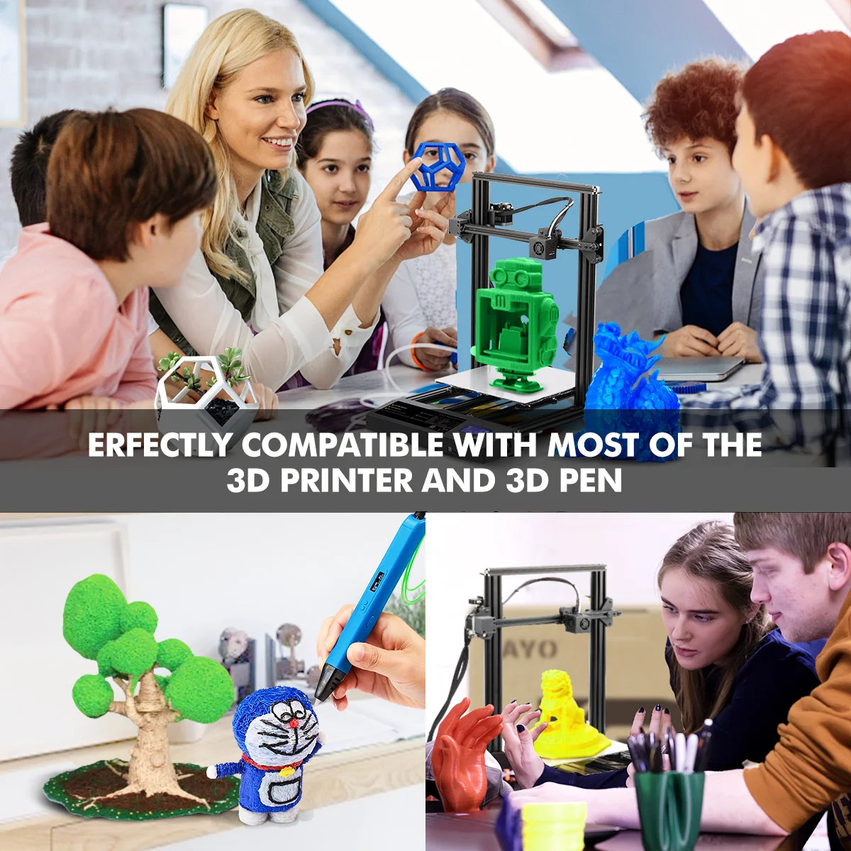 JAYO PETG/PLA/SILK/PLA Meta/PLA+/ABS 2Rolls 3D Printing Filament 1.75MM Children Creative Model Material For 3D Pen Filament - trendingshoping.com