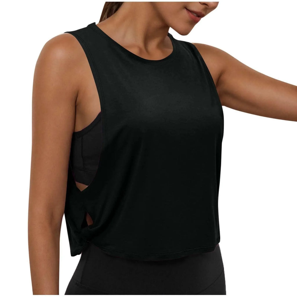 Women’s Sleeveless Yoga Top Breathable Workout Tank Crop Top Athletic Running Vest