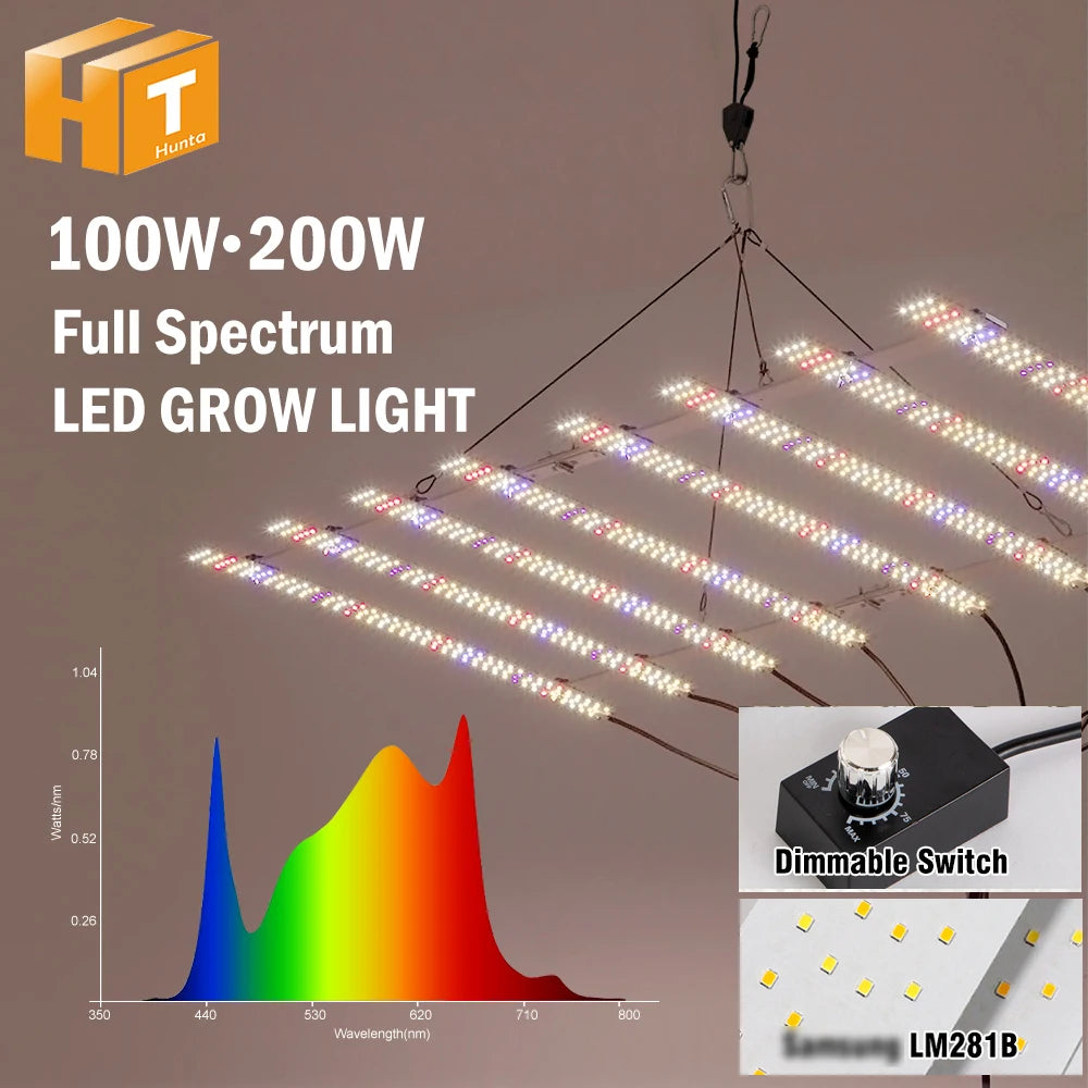 Full Spectrum LED Grow Light 100W 200W AC100-277V LM281B For Veg Flowers Greenhouses Plant Tent Growing Lamp - trendingshoping.com