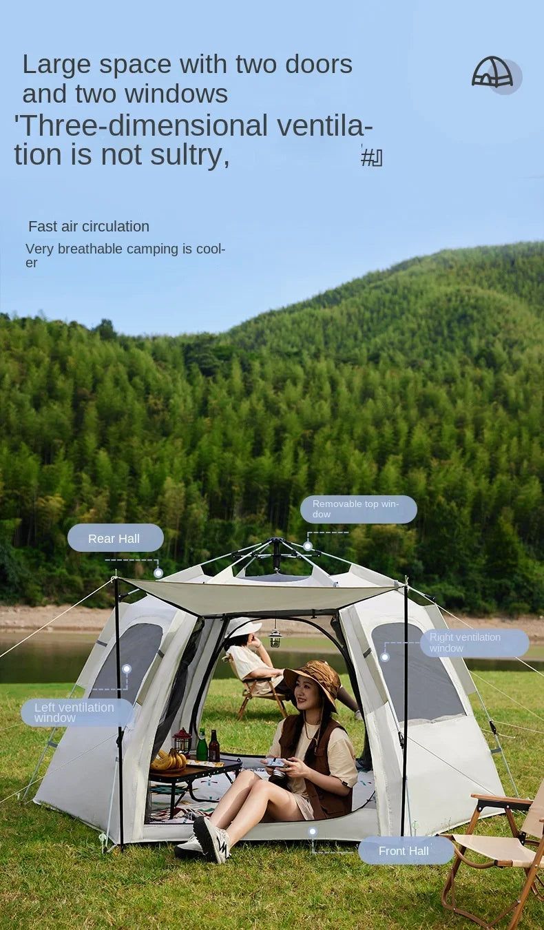 Outdoor Camping Fully Automatic Tent For Travel Beach Use 3 To 4 Person Party Tent