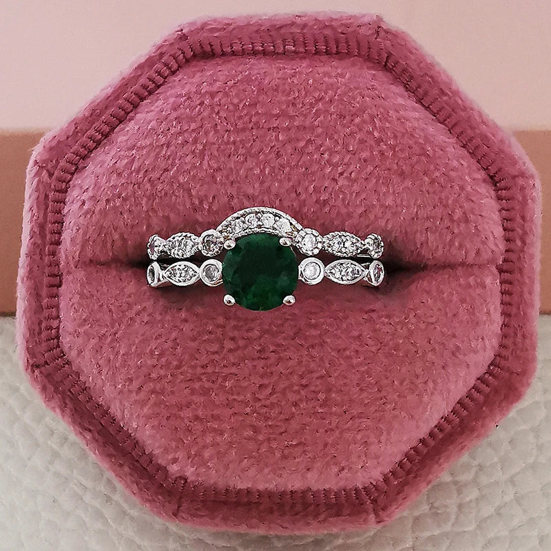 2025 Trend New Rose Gold Color silver color bride Engagement Wedding Ring Set of for Women Christmas Gift Dating Jewelry R4955 - trendingshoping.com