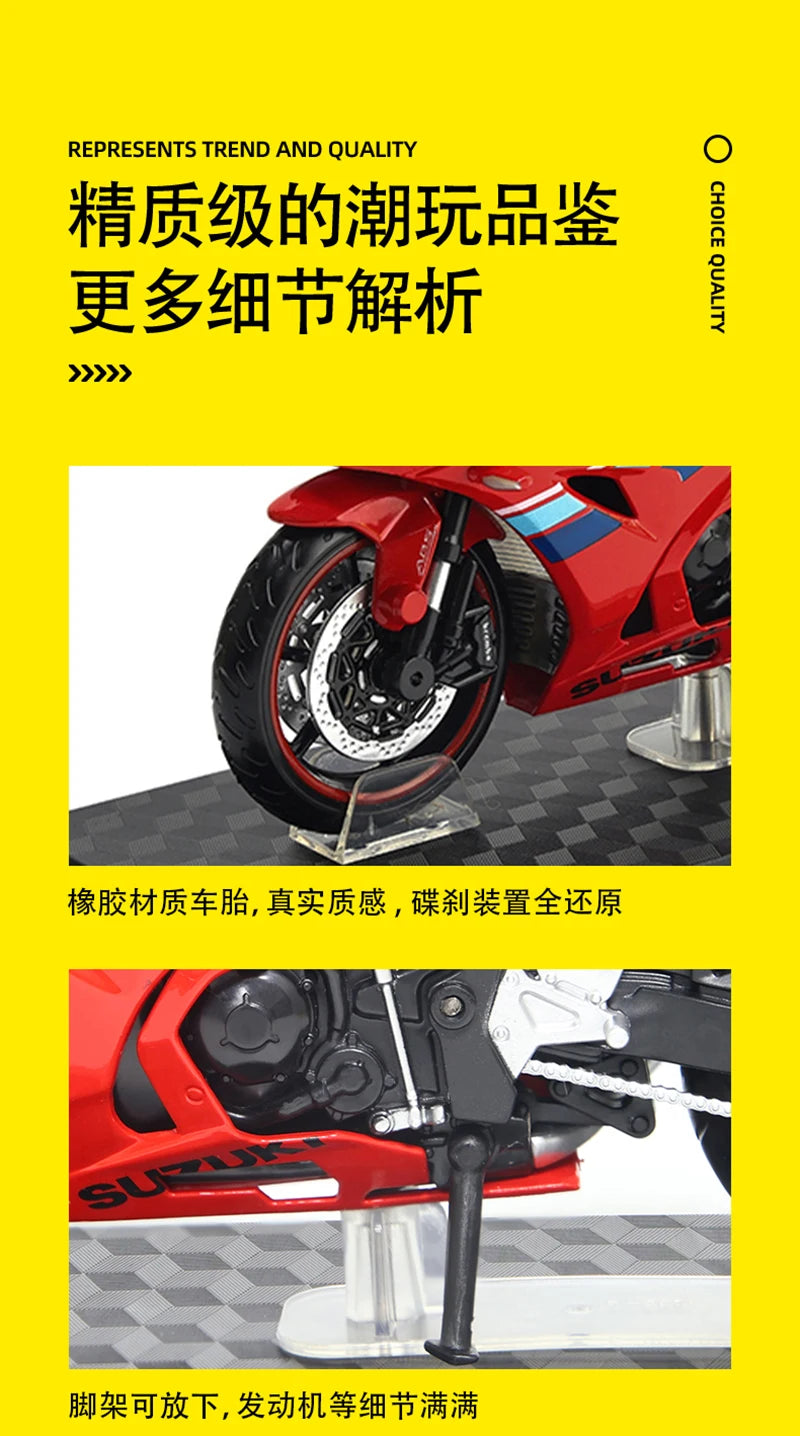 MSZ CCA 1:12 SUZUK GSX-R1000 with base alloy die-cast car motorcycle model, toy gift giving, die-cast static motorcycle model