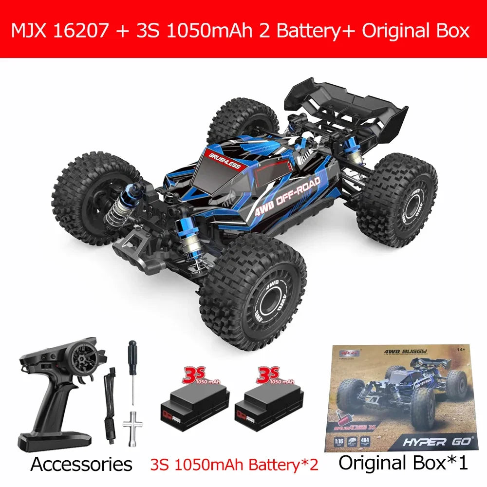 MJX Hyper Go 16207 Brushless Rc Car 70KM/H High Speed Remote Control Truck 1/16 2.4G 4WD Racing Car Off-Road  Drift Cars - trendingshoping.com